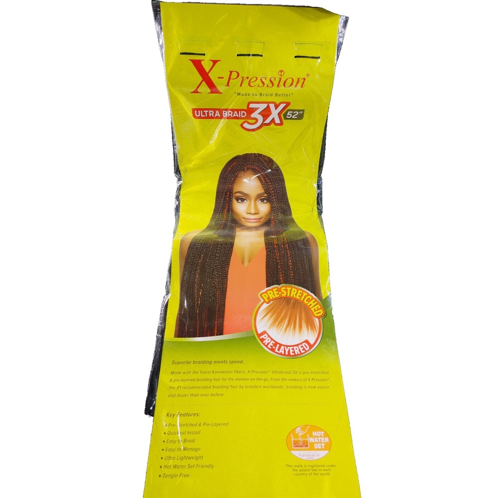 Outre Braids X-Pression Kanekalon Black Hair 3X Pre-stretched Ultra Braid 52"